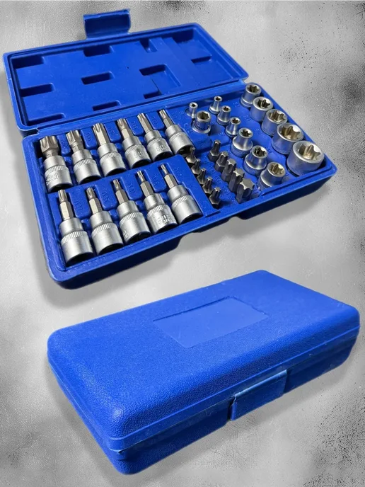 Набор Torx 34 предмета Головки торкс биты звездочки 3 8, вариант, фото 6