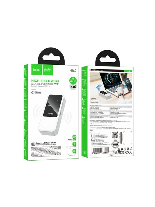 HOCO Карманный Wi-Fi роутер под SIM-Карту, белый, фото 6