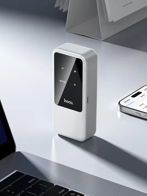 HOCO Карманный Wi-Fi роутер под SIM-Карту, белый, фото 7
