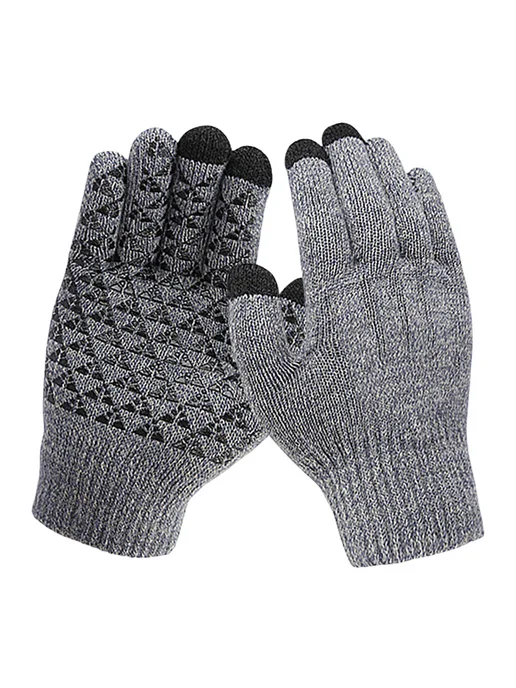 USB gloves с тачскрином шерстяные для зимы (серые), серый, фото 2