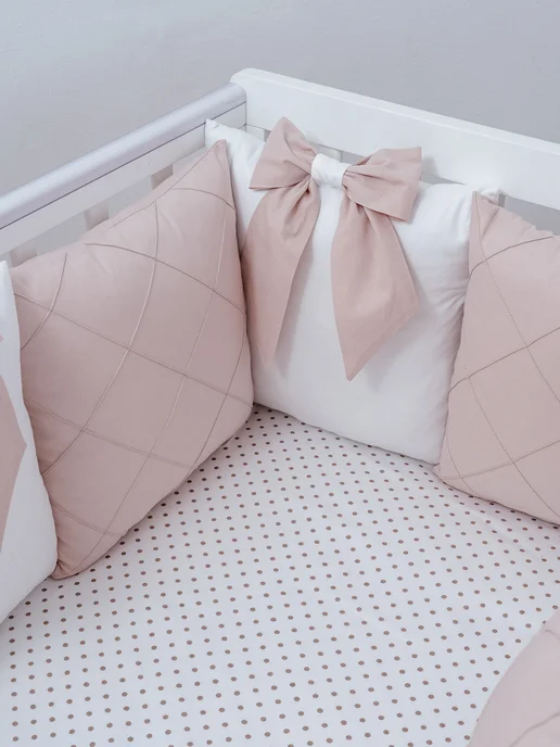 BABYTEX5 Бортик в кроватку для новорожденных 240*30 см, бежевый, фото 3