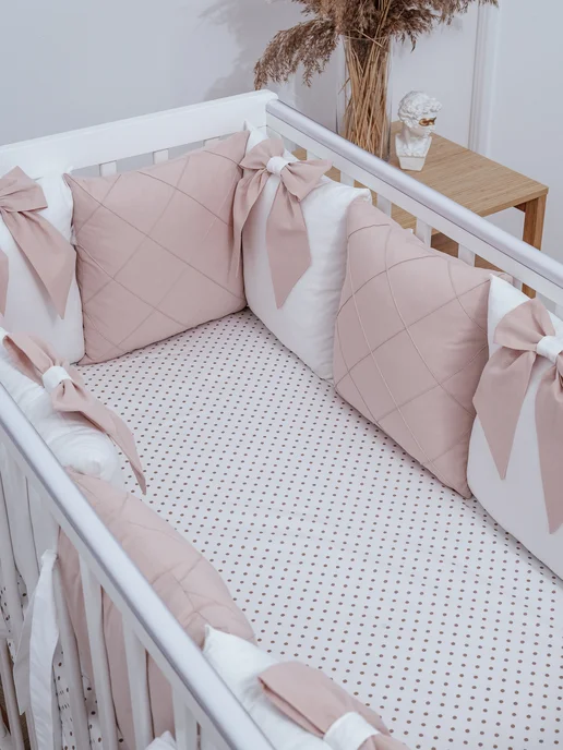 BABYTEX5 Бортик в кроватку для новорожденных 240*30 см, бежевый, фото 7