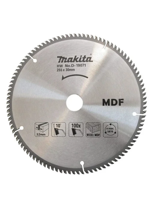 Makita Диск пильный D-19071 для МДФ 255х30х2.4 мм. 100T, вариант