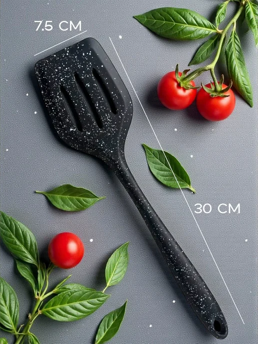 Набор лопаток силиконовых для кухни, черный, фото 5
