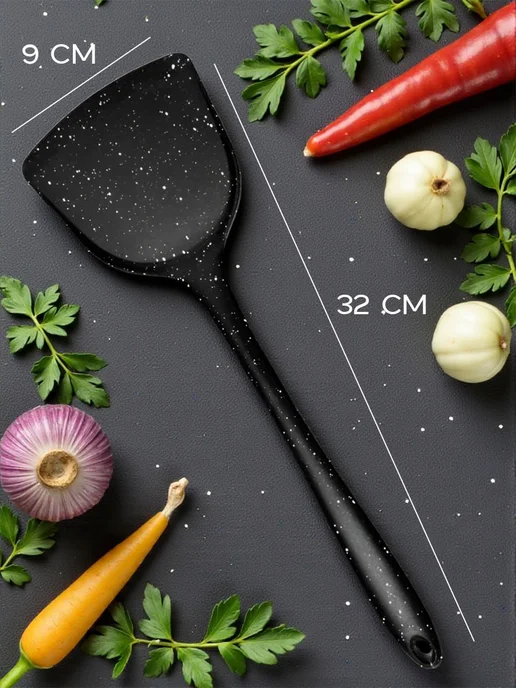 Набор лопаток силиконовых для кухни, черный, фото 6