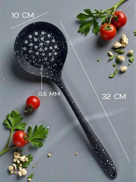 Набор лопаток силиконовых для кухни, черный, фото 7