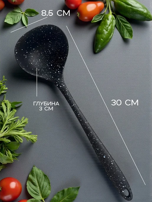 Набор лопаток силиконовых для кухни, черный, фото 8