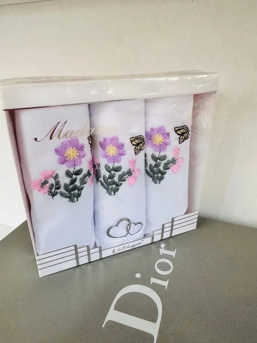 Lapastel Набор носовых платков 3 шт 28х28 см хлопок подарочные, 28x28 см, 3 шт, фото 3
