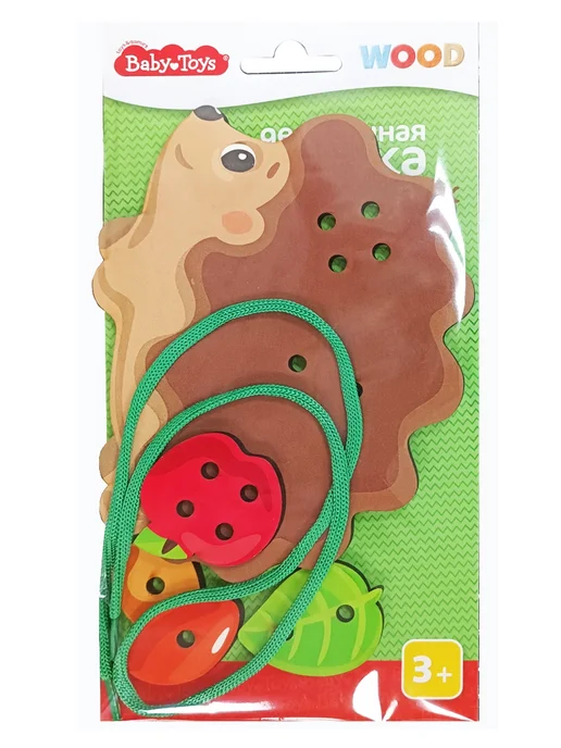 ДЕСЯТОЕ КОРОЛЕВСТВО Шнуровка деревянная Ежик Baby Toys Wood европодвес 05128, вариант