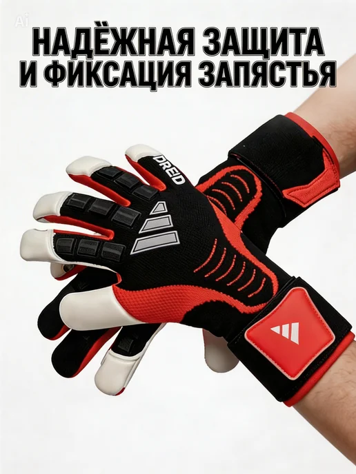 GRIPZILLA Вратарские перчатки футбольные красные манжета, красный