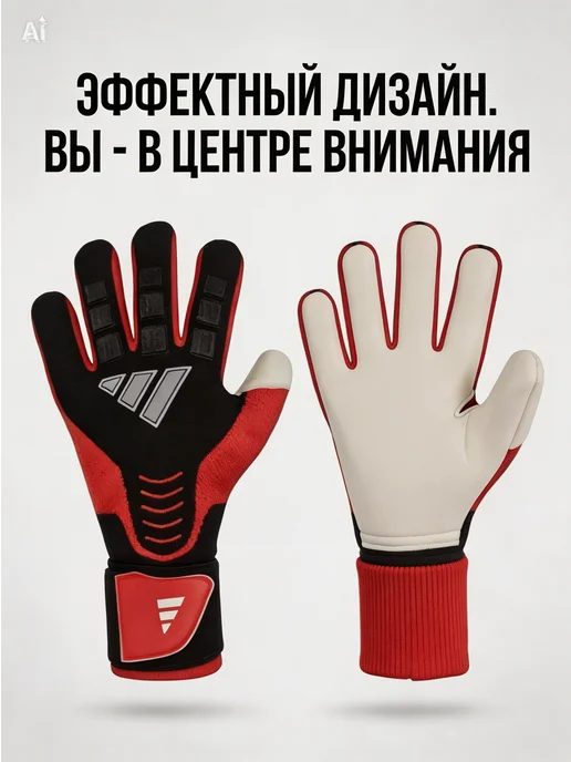 GRIPZILLA Вратарские перчатки футбольные красные манжета, красный, фото 4