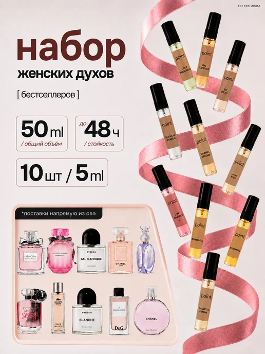 Point perfume Женские масляные духи пробники стойкие набор 10 шт, 10 шт