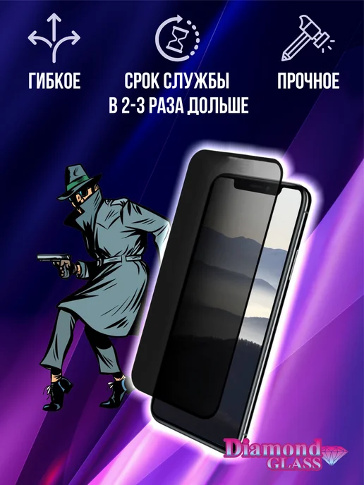 DiamondGlass Защитное стекло матовое антишпион на xiaomi redmi 15, 2 шт, фото 3