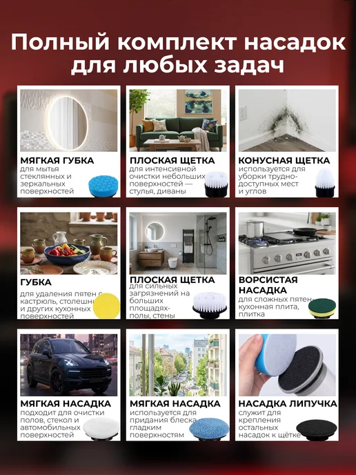 электрическая щетка для уборки с насадками беспроводная, вариант, фото 2