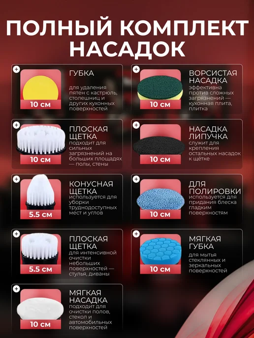 электрическая щетка для уборки с насадками беспроводная, вариант, фото 7