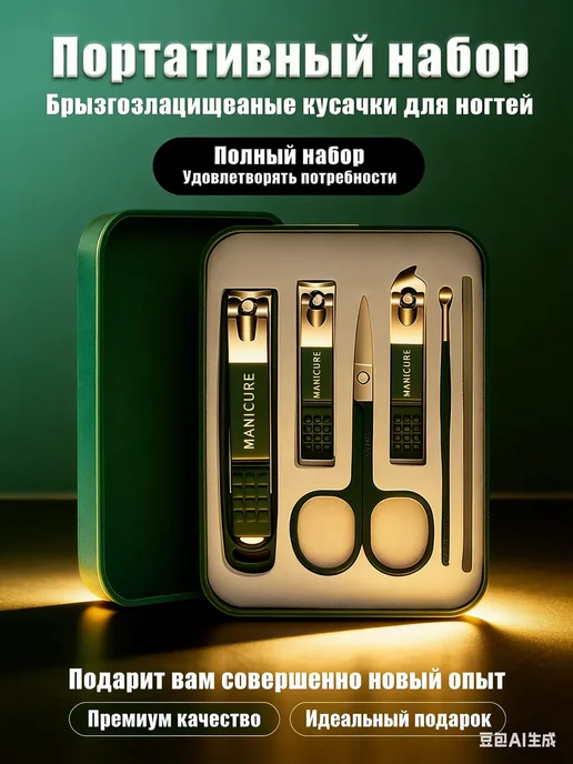 Creatyy Кусачки для педикюра вросшего ногтя и кюретка, зеленый