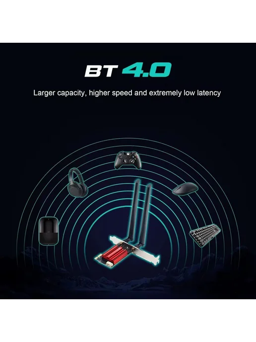 WiFi 5 AC1200 PCI-E сетевая карта 2.4 5 ГГц + Bluetooth 4.0, вариант, фото 4