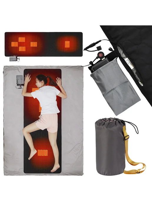 USB для camping нагревающийся матрас с 3 режимами Black, черный, фото 3