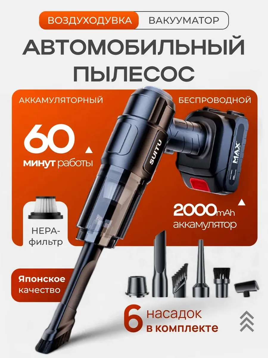 Мощный беспроводной пылесос для автомобилей