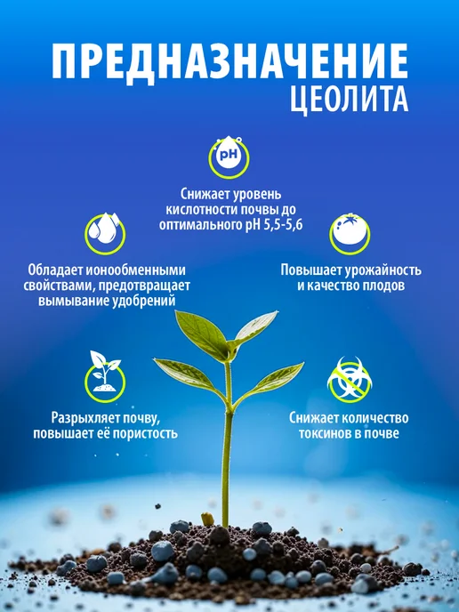 PURUS Цеолит для растений, 1 кг, 1-3мм, 1 кг, фото 4