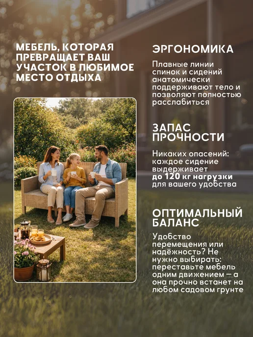 Диван садовый трехместный для дачи, вариант, фото 2