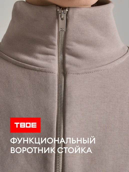 ТВОЕ Свитшот без начеса с высоким горлом, серый, фото 6