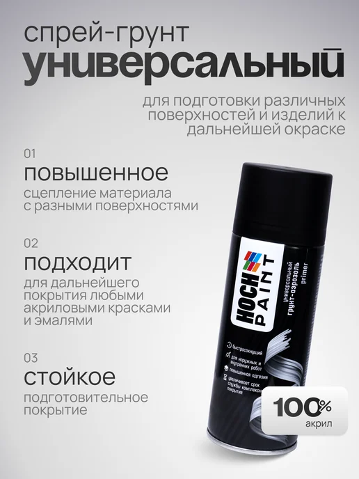 Hoch Paint Грунт автомобильный акриловый черный 520 мл, 520 мл, фото 2