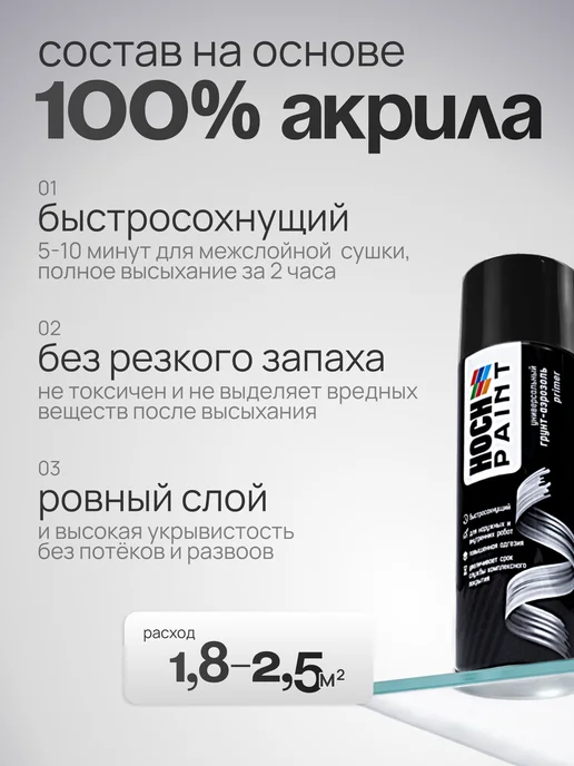 Hoch Paint Грунт автомобильный акриловый черный 520 мл, 520 мл, фото 4