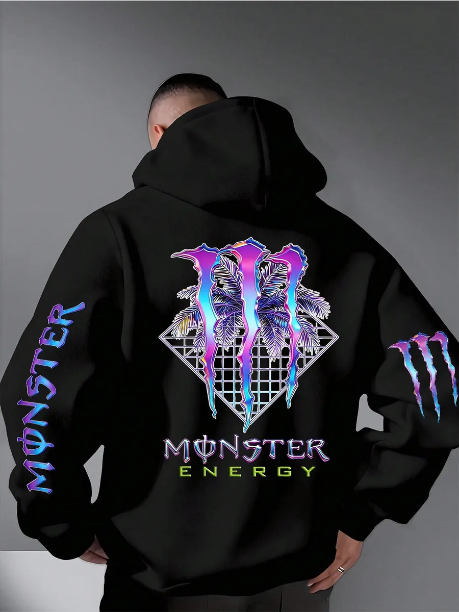 Худи Monster Energy черное с принтом