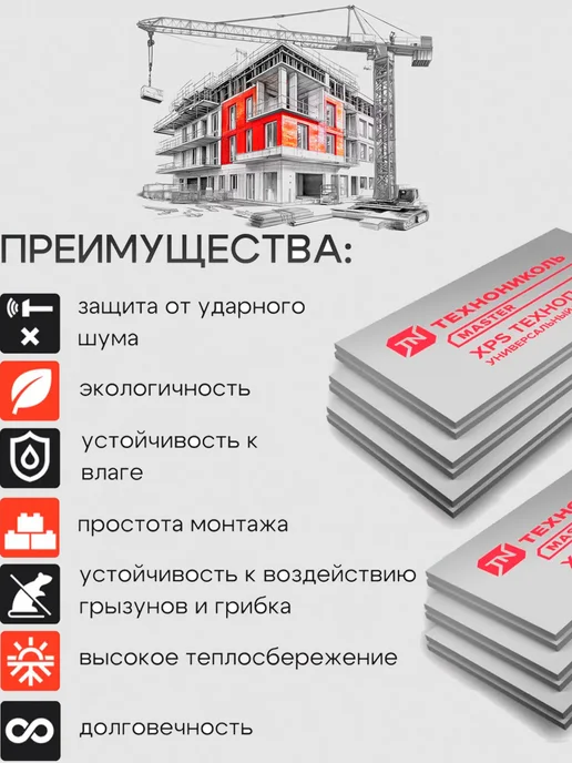 ТЕХНОПЛЕКС Утеплитель XPS 30мм, 13 листов, 8,89м2, серый, фото 5
