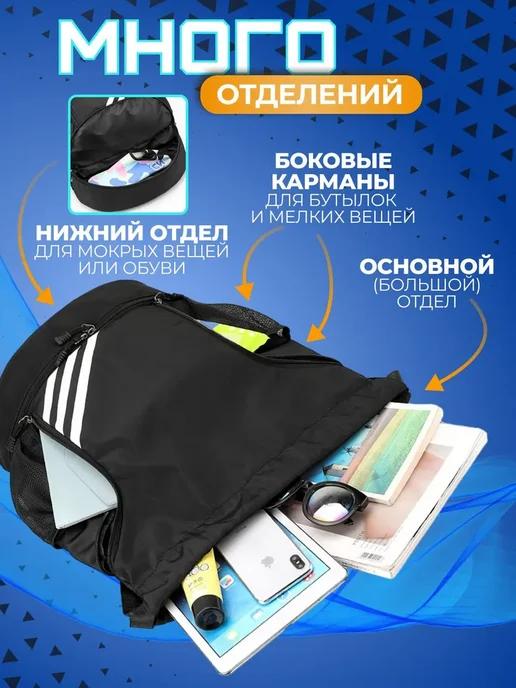 Спортивный рюкзак с отделением для обуви, синий, фото 2
