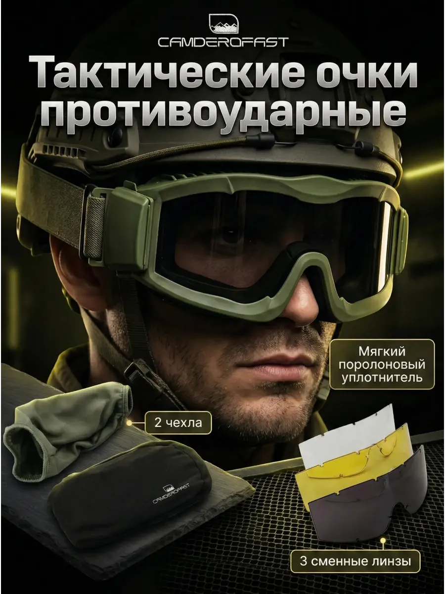 Очки тактические защитные противоосколочные