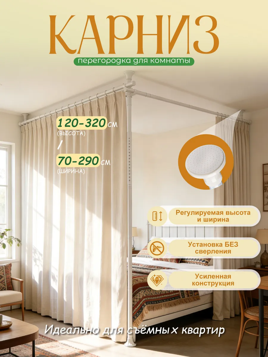 Ширма перегородка для зонирования 120 см-300 см