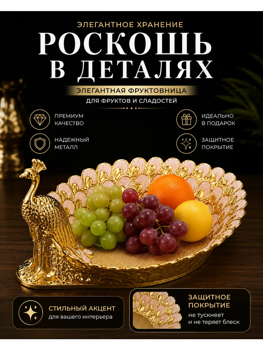 Фруктовница конфетница блюдо сервировочное Павлин