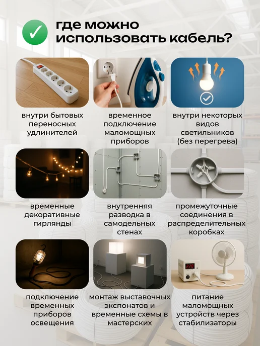 Провод электрический ПУГНП 3х1 5 мм 50м, 3x1, 30 м, фото 4