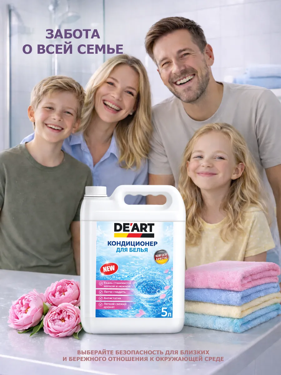 Кондиционер для белья 5 л DeArt пион фото 6