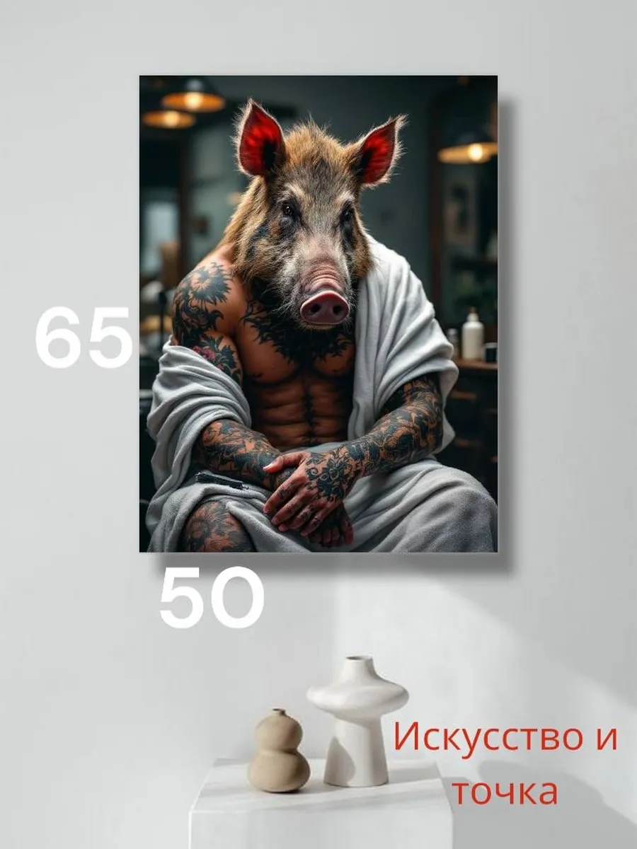 картина кабан в тату салоне