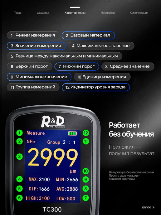 R&D PROfessional Толщиномер автомобильный R&D TC300, вариант, фото 5