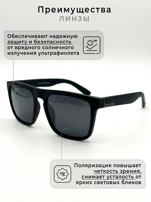 Re optics Очки солнцезащитные мужские 2026, черный, фото 4