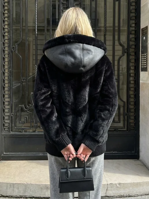 WOW WEAR Дубленка короткая двусторонняя демисезонная, черный, фото 6