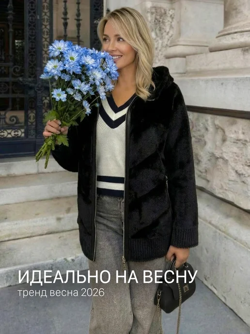 WOW WEAR Дубленка короткая двусторонняя демисезонная, черный, фото 7