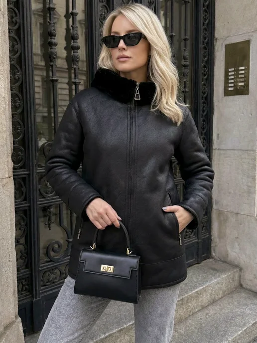 WOW WEAR Дубленка короткая двусторонняя демисезонная, черный, фото 8