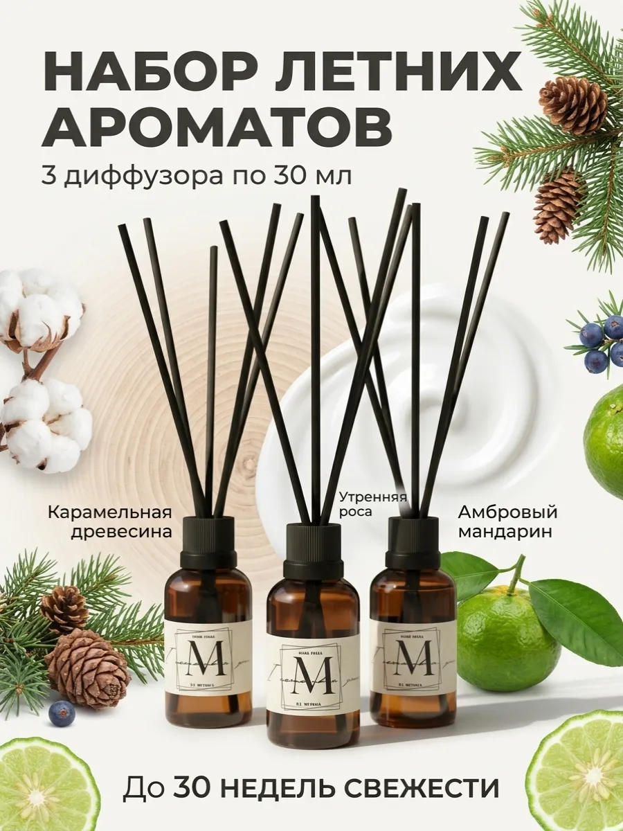 Диффузор для дома с палочками набор 3 штуки