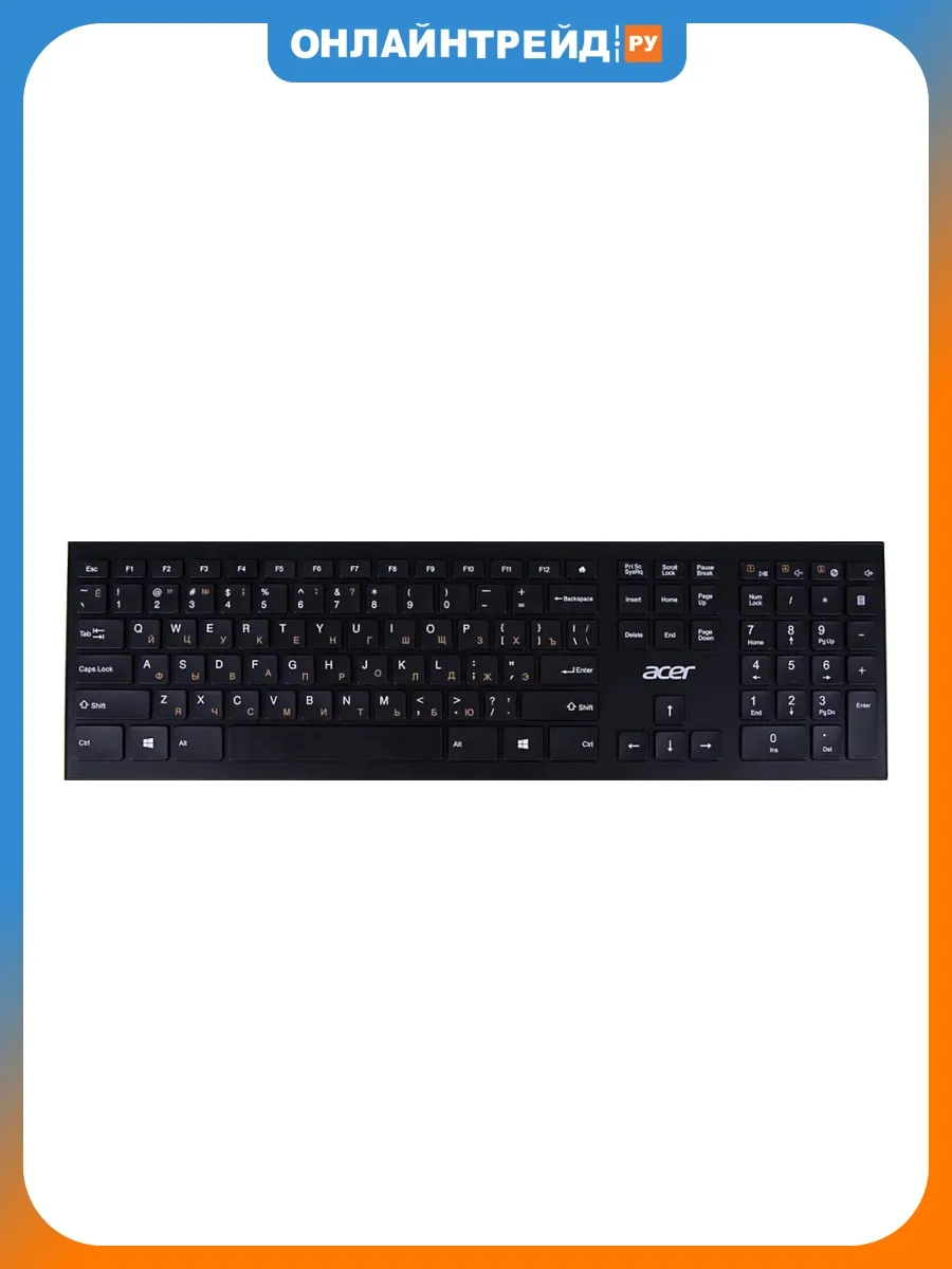 Acer Клавиатура беспроводная OKR010 USB Slim Black