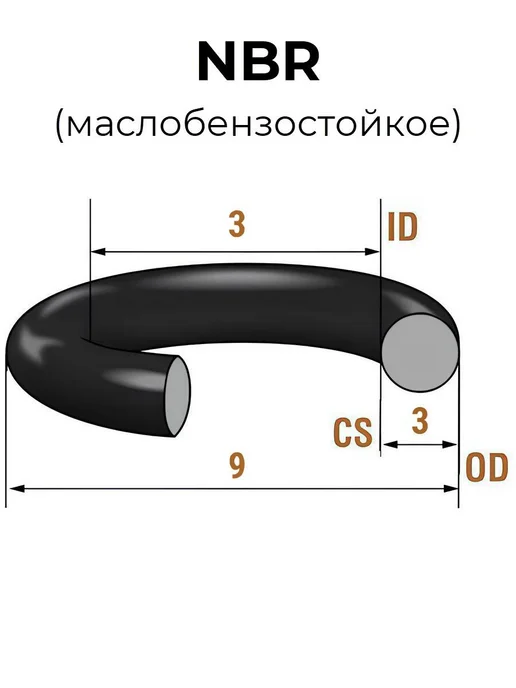 Кольцо уплотнительное 3х9х3 NBR70 МБС 2 шт, 2 шт, фото 2