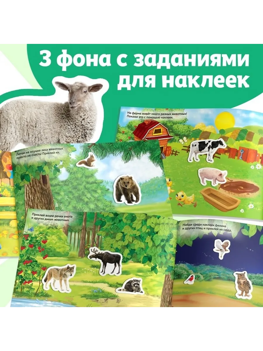 Обучающие наклейки: Животные и леса