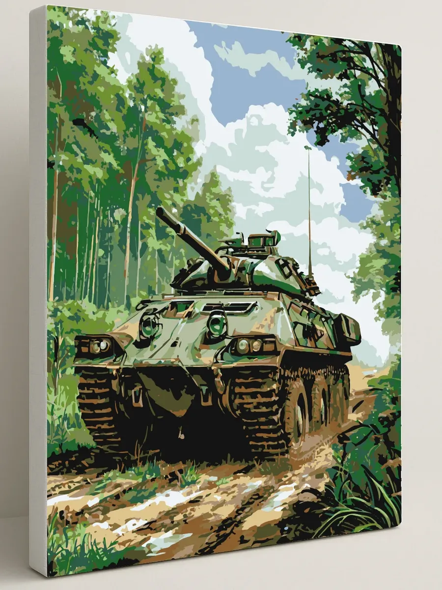 Картина по номерам - Советский бронетранспортер БТР-70 — 40×50 см