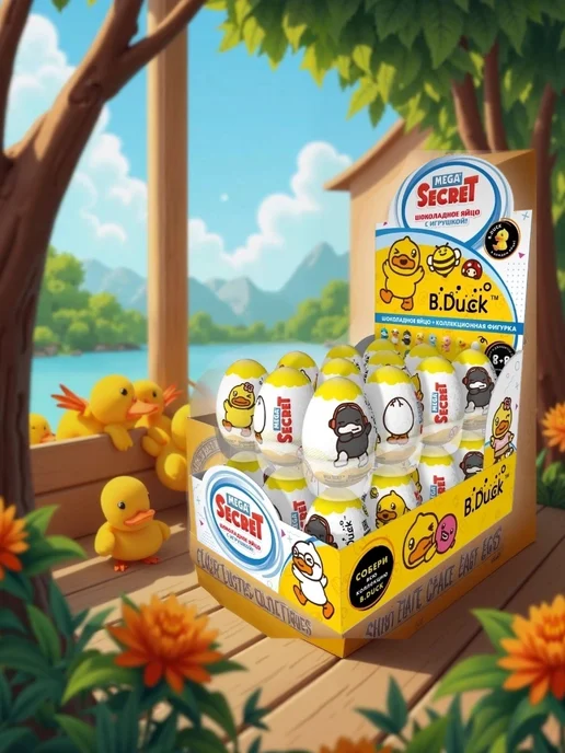 MEGA SECRET Шоколадное яйцо B.Duck с игрушкой, 24шт.х 20г, 24 шт, 20 г, фото 2