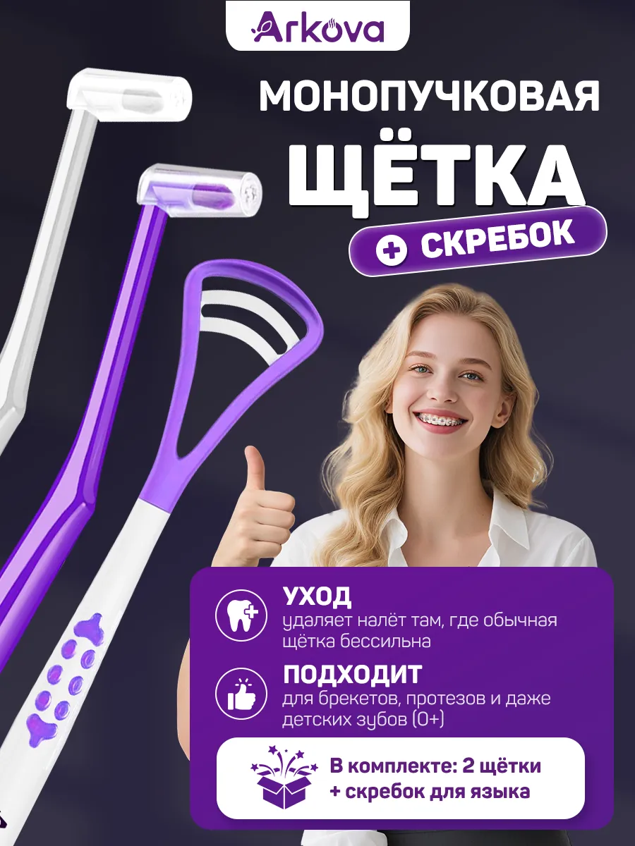 Монопучковая щетка зубная для брекетов Монопучок набор