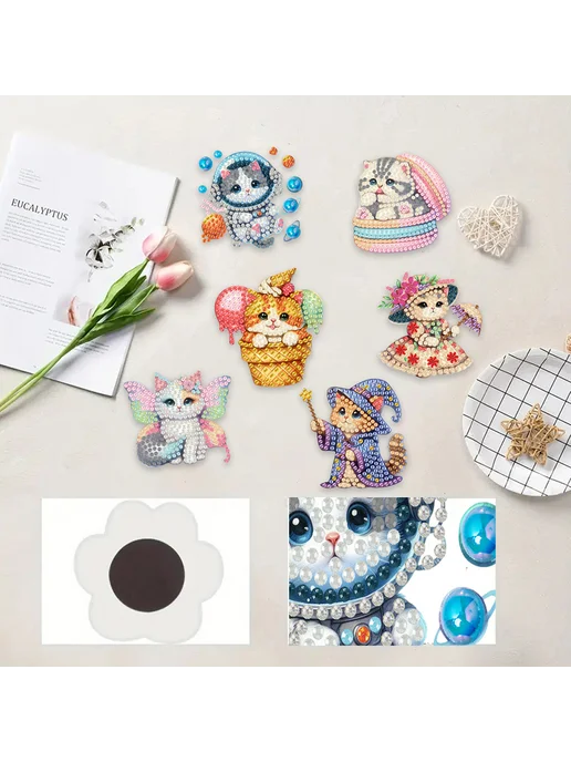 6шт набор магнитов для мозаики с котами, DIY, 6 шт, фото 3